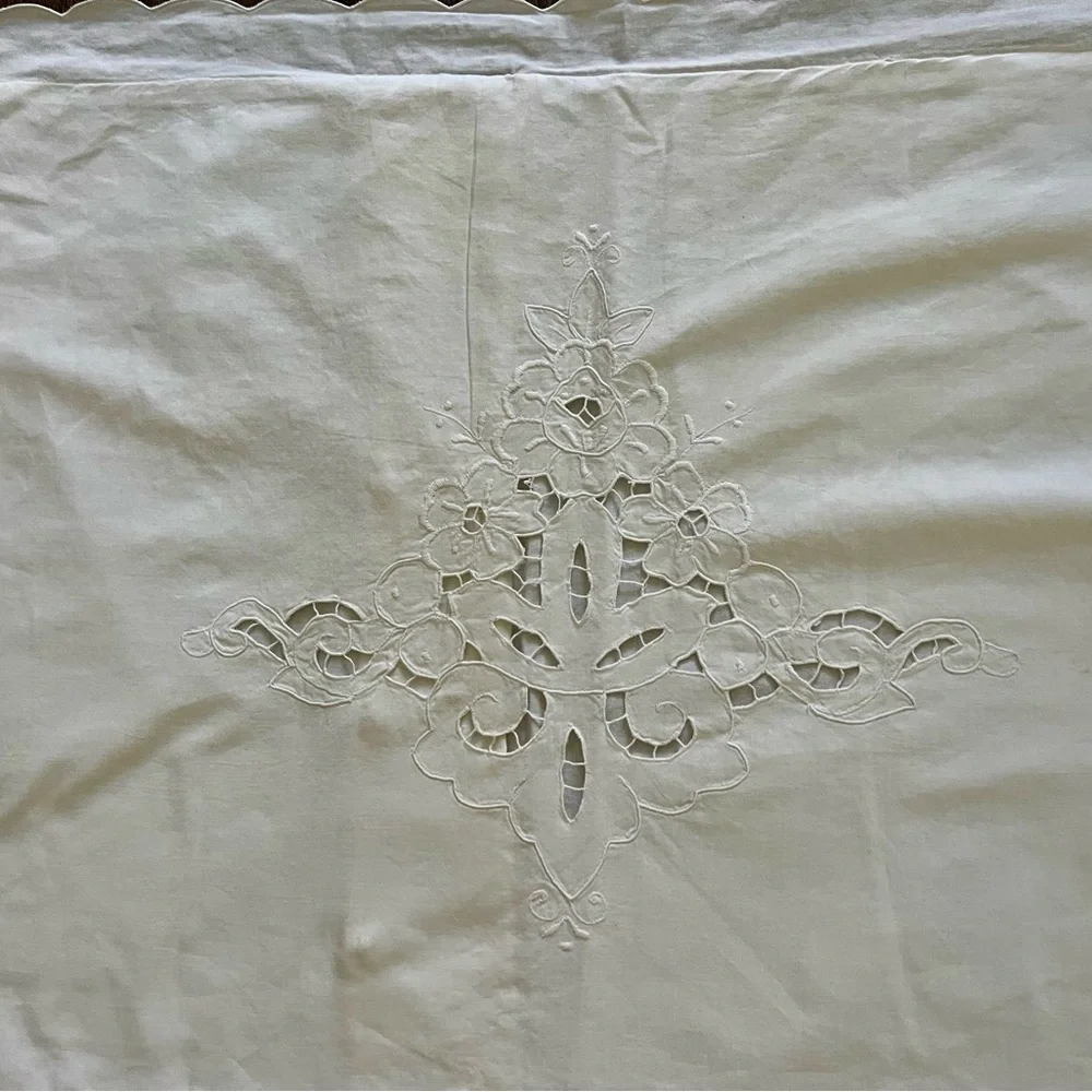 Elegant White Embroidered Pillowcase 22/28 inches